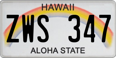HI license plate ZWS347