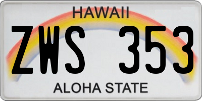 HI license plate ZWS353