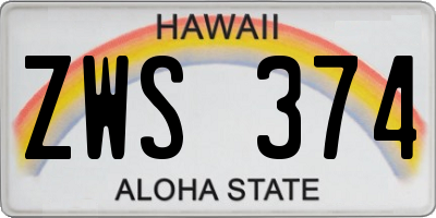 HI license plate ZWS374