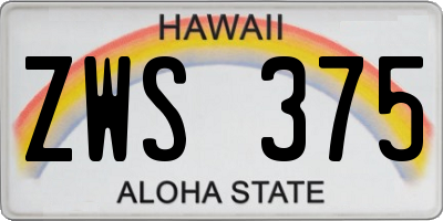 HI license plate ZWS375