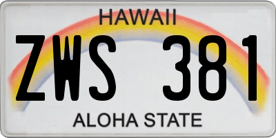 HI license plate ZWS381