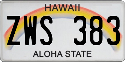 HI license plate ZWS383
