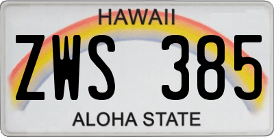 HI license plate ZWS385