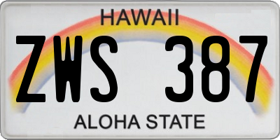 HI license plate ZWS387