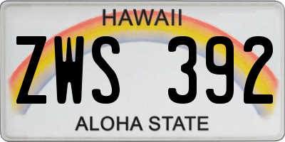 HI license plate ZWS392
