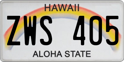 HI license plate ZWS405
