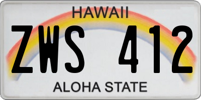 HI license plate ZWS412