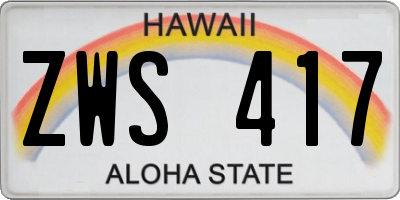 HI license plate ZWS417
