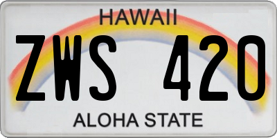 HI license plate ZWS420