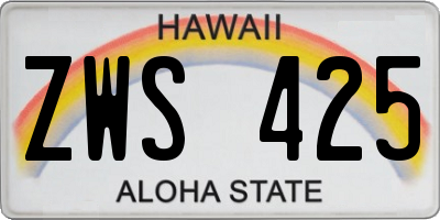 HI license plate ZWS425