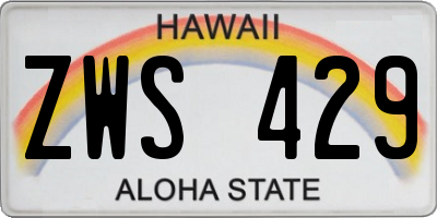 HI license plate ZWS429