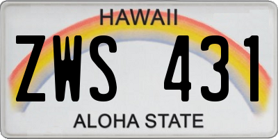 HI license plate ZWS431