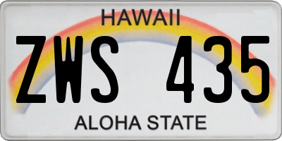 HI license plate ZWS435