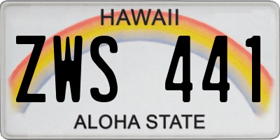 HI license plate ZWS441