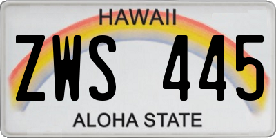 HI license plate ZWS445