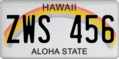 HI license plate ZWS456