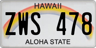 HI license plate ZWS478