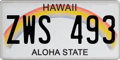 HI license plate ZWS493
