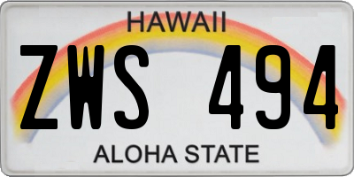HI license plate ZWS494