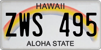 HI license plate ZWS495