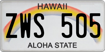 HI license plate ZWS505