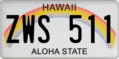 HI license plate ZWS511