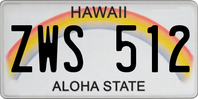 HI license plate ZWS512