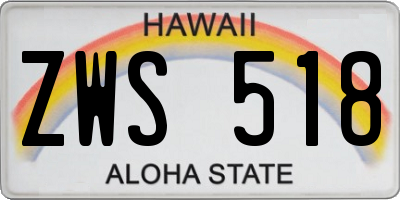 HI license plate ZWS518
