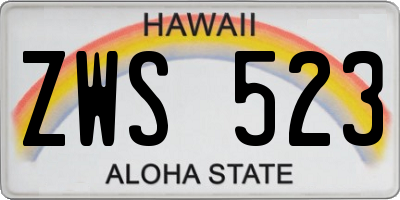 HI license plate ZWS523