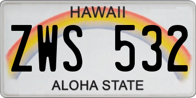 HI license plate ZWS532