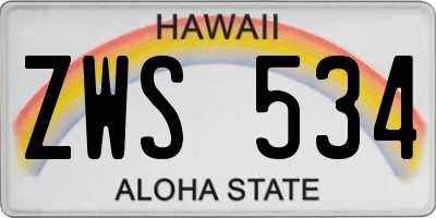HI license plate ZWS534