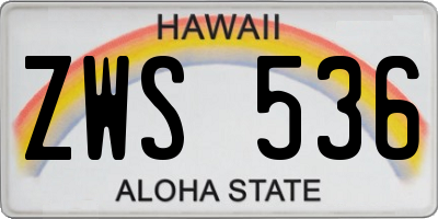 HI license plate ZWS536