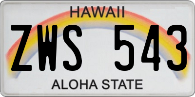 HI license plate ZWS543