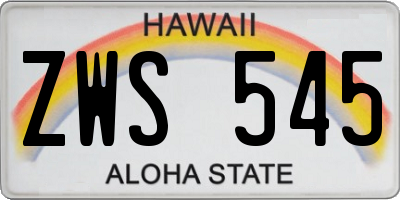 HI license plate ZWS545