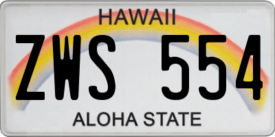 HI license plate ZWS554