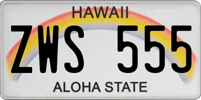 HI license plate ZWS555