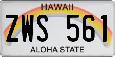 HI license plate ZWS561