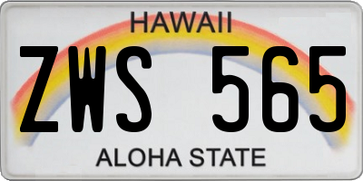 HI license plate ZWS565