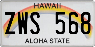 HI license plate ZWS568