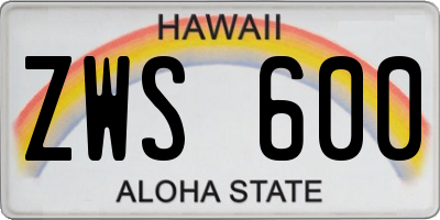 HI license plate ZWS600