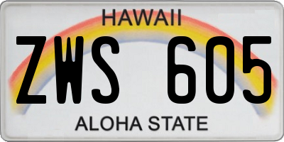 HI license plate ZWS605