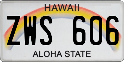 HI license plate ZWS606