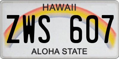 HI license plate ZWS607