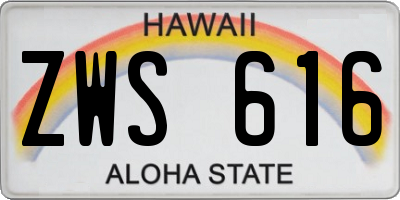 HI license plate ZWS616
