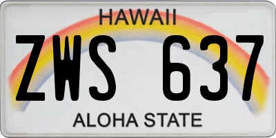 HI license plate ZWS637
