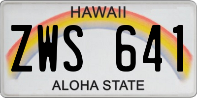 HI license plate ZWS641