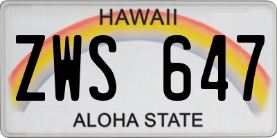 HI license plate ZWS647
