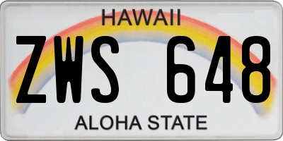 HI license plate ZWS648
