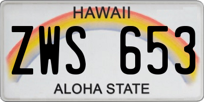 HI license plate ZWS653