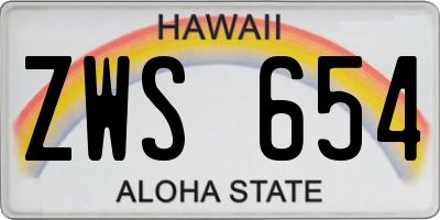 HI license plate ZWS654